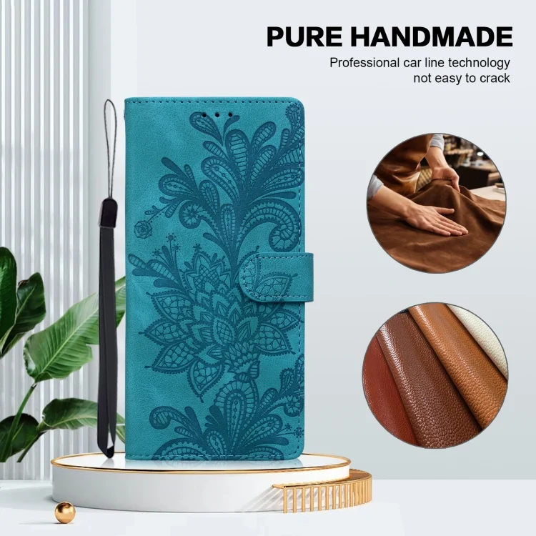 EDA007496721A_1.webp Lace Floral Embossed Magnetic Buckle PU Phone Case With Wrist Strap, For iPhone 16 Pro Max, For iPhone 16 Pro, For iPhone 16 Plus, For iPhone 16 - Image 2