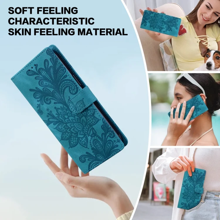 EDA007496721A_6.webp Lace Floral Embossed Magnetic Buckle PU Phone Case With Wrist Strap, For iPhone 16 Pro Max, For iPhone 16 Pro, For iPhone 16 Plus, For iPhone 16 - Image 7