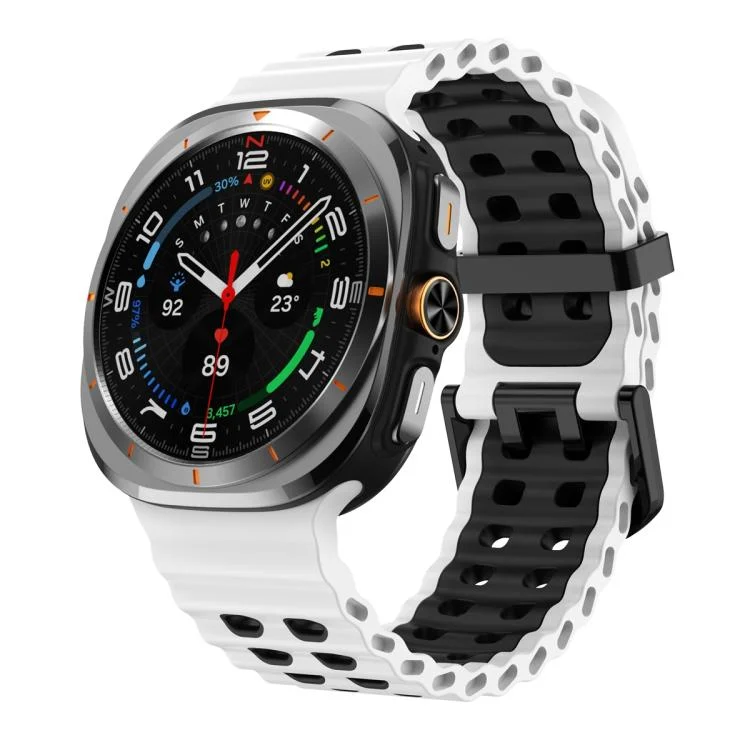 Ocean Two Color Dual-Row Hole Silicone Watch Band