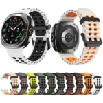 Ocean Two Color Dual-Row Hole Silicone Watch Band - Image 2