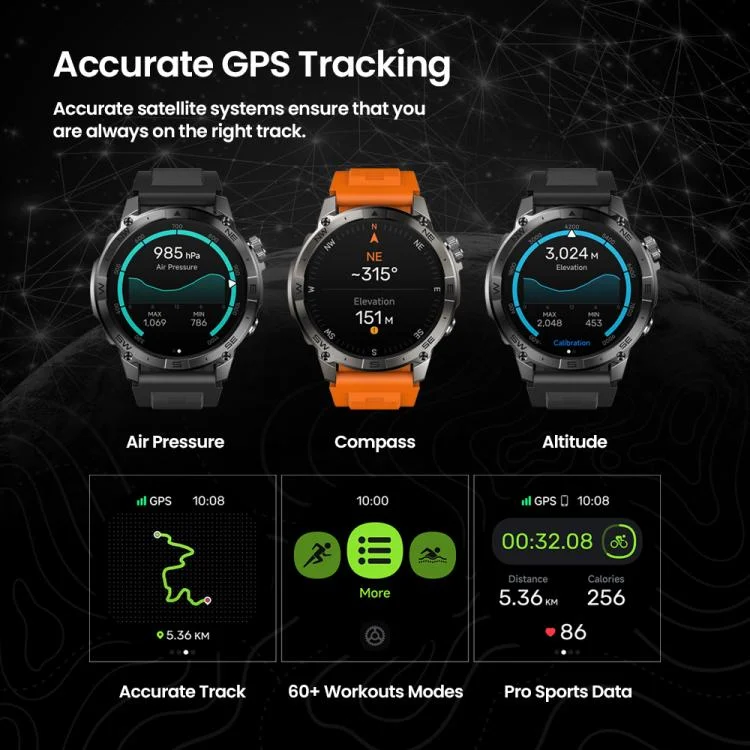 EDA007511801_B4.webp Zeblaze Stratos 2 Plus 1.43 inch Screen 3 ATM Health and Fitness GPS Smart Watch - Image 5