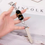 Metal Diamond Leather Bracelet Watch Band - Image 6