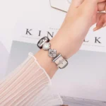 Metal Diamond Leather Bracelet Watch Band - Image 7