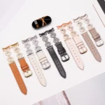 Metal Diamond Leather Bracelet Watch Band - Image 2