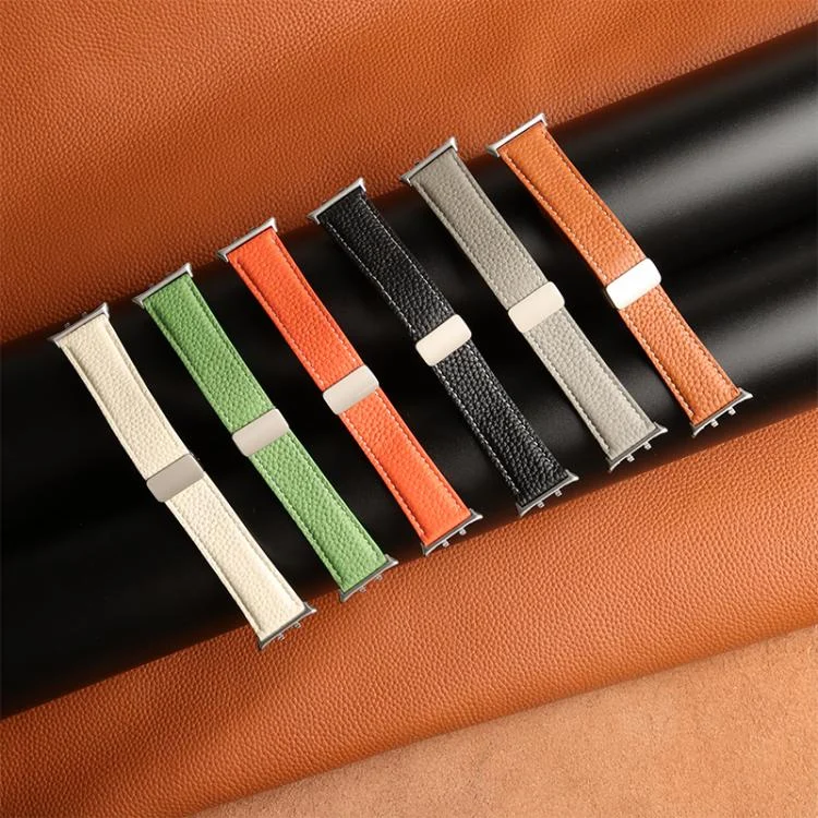 EDA0075477_B3.webp Litchi Texture Magnetic Folding Buckle Leather Watch Band - Image 4