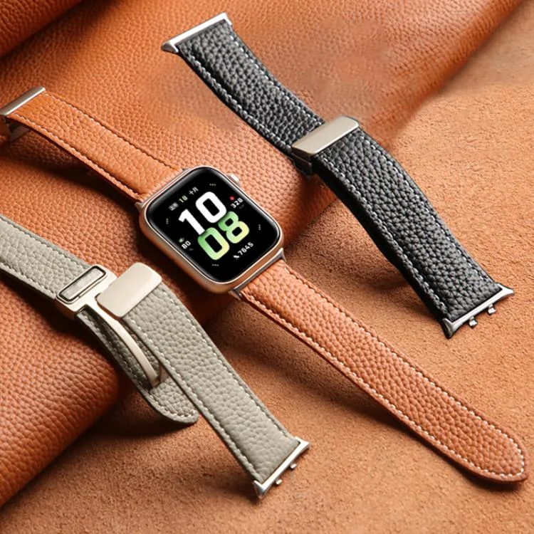 EDA0075477_B4.webp Litchi Texture Magnetic Folding Buckle Leather Watch Band - Image 5