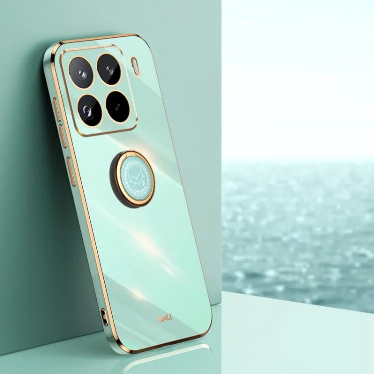 XINLI Straight Edge 6D Electroplate TPU Phone Case with Ring Holder, For Xiaomi 15 Pro, For Xiaomi 15
