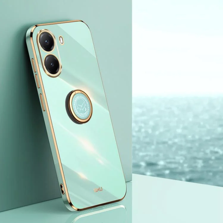 XINLI Straight Edge 6D Electroplate TPU Phone Case with Ring Holder, For Xiaomi Poco X7 Pro, For Xiaomi Poco M7 Pro 5G