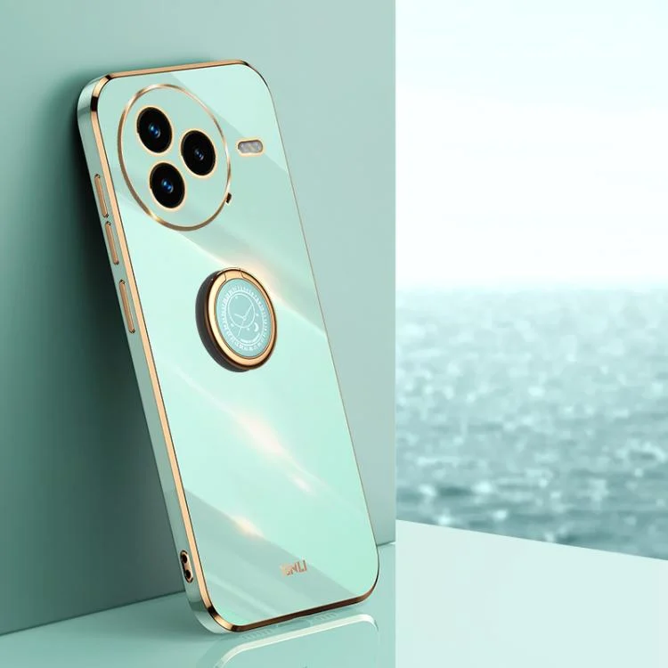 XINLI Straight Edge 6D Electroplate TPU Phone Case with Ring Holder, For Xiaomi Civi 5 Pro, For Xiaomi 15 Ultra