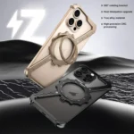Z-shaped Frameless Metal 360 Holder MagSafe Phone Case, For iPhone 16 Pro Max, For iPhone 16 Pro, For iPhone 16 Plus, For iPhone 16, For iPhone 15 Pro Max - Image 2
