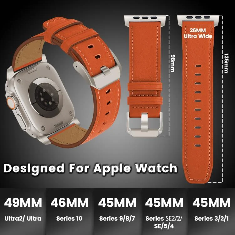 EDA007610001A_2.webp Titanium Buckle Nappa Genuine Leather Watch Band, For Apple Watch 46mm / 49mm / 45mm / 44mm, For Apple Watch 42mm / 41mm / 40mm / 38mm - Image 4