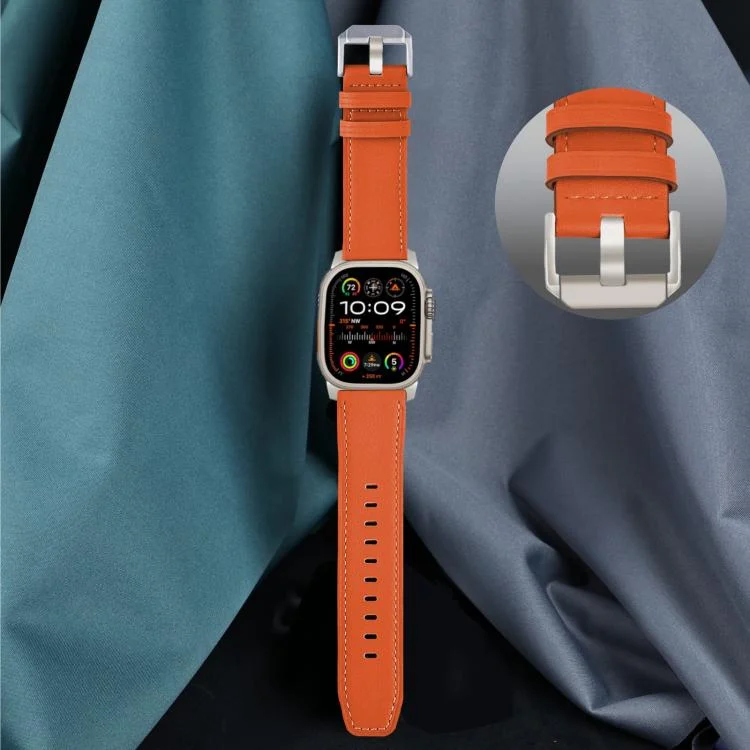EDA007610001A_3.webp Titanium Buckle Nappa Genuine Leather Watch Band, For Apple Watch 46mm / 49mm / 45mm / 44mm, For Apple Watch 42mm / 41mm / 40mm / 38mm - Image 5