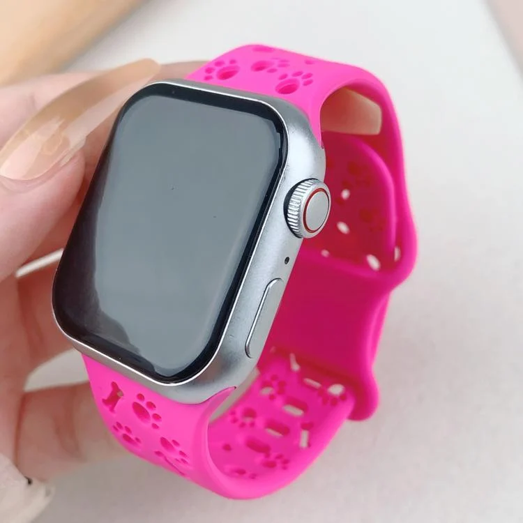 EDA007610301A_1.webp Dog Paw Bones Butterfly Buckle Silicone Watch Band, For Apple Watch 46mm / 49mm / 45mm / 44mm - Image 7