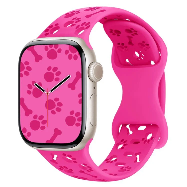 Dog Paw Bones Butterfly Buckle Silicone Watch Band, For Apple Watch 42mm / 41mm / 40mm / 38mm