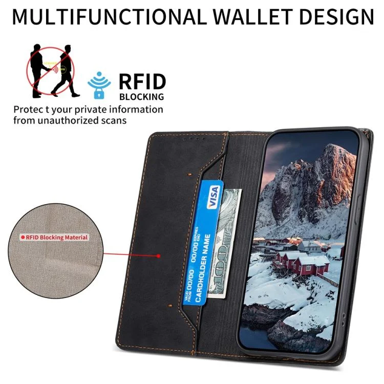 EDA007615301A_2.webp Business Solid Color Magnetic RFID Leather Phone Case, For OnePlus 13R / Ace 5 / Ace 5 Pro - Image 3
