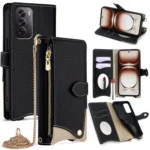 Crossbody Chain Fishtail Litchi Leather Phone Case, For OPPO Reno12 Global, For OPPO Find X7