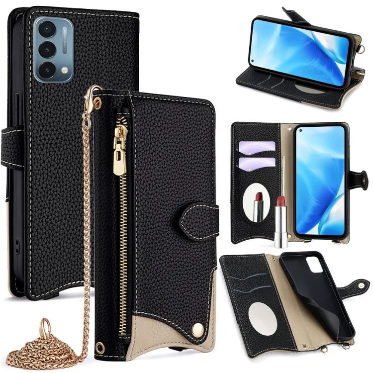 Crossbody Chain Fishtail Litchi Leather Phone Case, For OnePlus Nord N200 5G