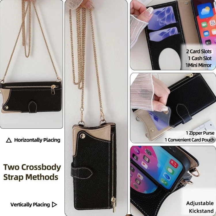 EDA007625802A_4.webp Crossbody Chain Fishtail Litchi Leather Phone Case, For Redmi Note 13 4G, For Redmi K70E / Xiaomi Poco X6 Pro - Image 5