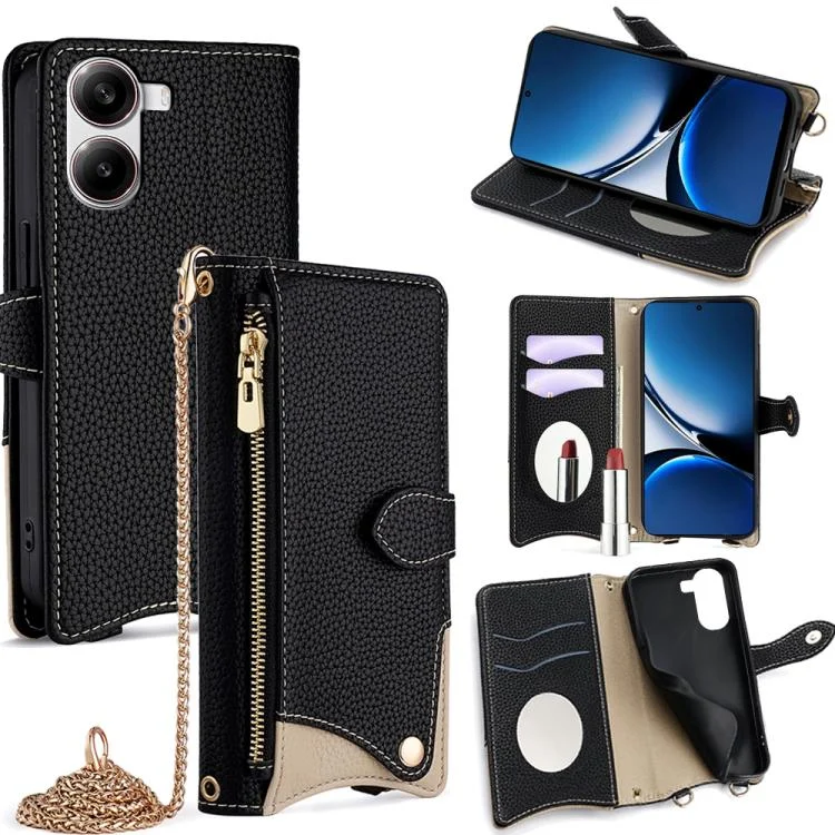 Crossbody Chain Fishtail Litchi Leather Phone Case, For Redmi Turbo 4 / Xiaomi Poco X7 Pro, For Redmi Note 14 Pro 4G, For Redmi Note 14 4G 163.25mm