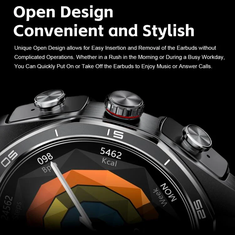 EDA0076273_B9.webp GT97 1.53 inch Round Screen 2 in 1 Bluetooth Earphone Silicone Strap Smart Watch Supports Bluetooth Calls - Image 10