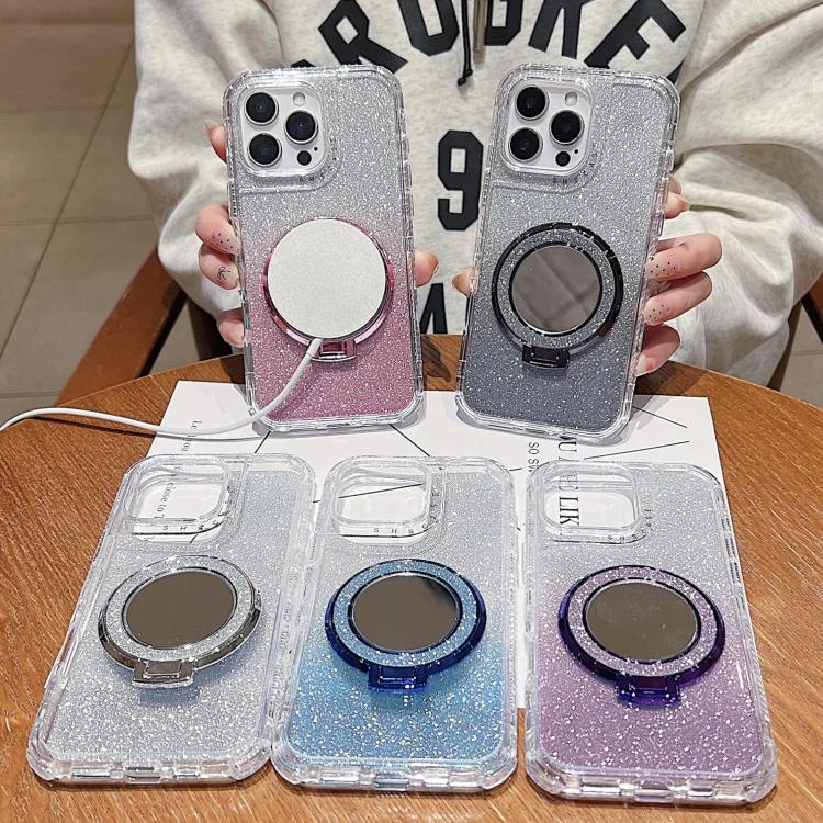 EDA0076377_B1.webp Mirror Holder Glitterr MagSafe Phone Case, For iPhone 16 Pro Max, For iPhone 16 Pro, For iPhone 16 Plus, For iPhone 16 - Image 2