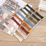 Metal Connector Heart-Shaped Embossed Leather Watch Band - Image 3