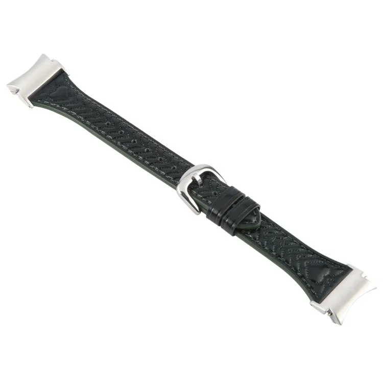 EDA007639301A_2.webp Metal Connector Heart-Shaped Embossed Leather Quick Release Watch Band - Image 5