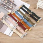 Metal Connector Heart-Shaped Embossed Leather Quick Release Watch Band - Image 3