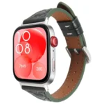 Metal Connector Heart-Shaped Embossed Leather Watch Band