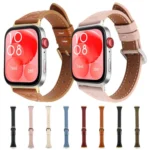 Metal Connector Heart-Shaped Embossed Leather Watch Band - Image 2