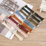 Metal Connector Heart-Shaped Embossed Leather Watch Band - Image 3
