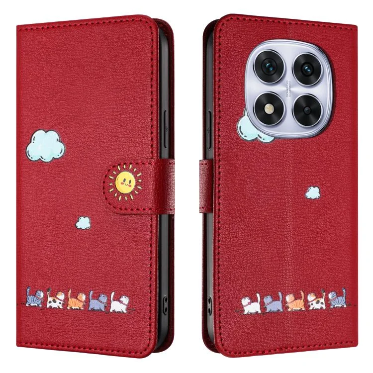 EDA007656303A_1.webp Cartoon Cats Leather Phone Case, For Redmi Note 14 Pro 4G, For Redmi Note 14 4G Global 163.25mm, For Redmi Note 14 5G Global, For Redmi Note 14 Pro 5G - Image 2