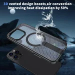 Honeycomb Cooling MagSafe Holder Phone Case, For iPhone 16 Plus, For iPhone 16, For iPhone 15 Pro Max - Image 7