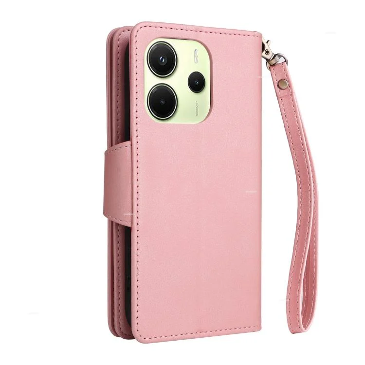 EDA007693903A_2.webp Rivet Buckle 9 Cards Three Fold Leather Phone Case, For Redmi Note 14 4G 164.84mm, For Redmi Note 14 5G, For Redmi Note 14 Pro 5G - Image 3