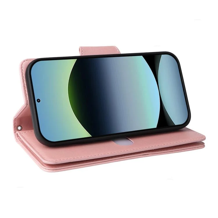 EDA007693903A_5.webp Rivet Buckle 9 Cards Three Fold Leather Phone Case, For Redmi Note 14 4G 164.84mm, For Redmi Note 14 5G, For Redmi Note 14 Pro 5G - Image 6