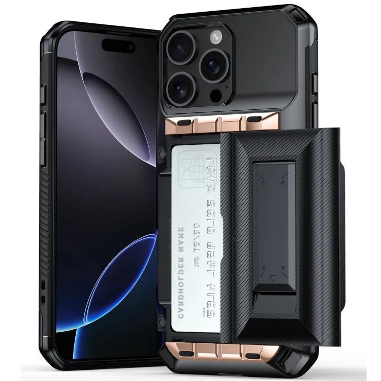 Card Slot PC Hybrid TPU Combo Phone Case, For iPhone 16 Pro Max, For iPhone 16 Pro, For iPhone 16 Plus, For iPhone 16, For iPhone 15 Pro Max, For iPhone 15 Pro, For iPhone 15 Plus, For iPhone 15...