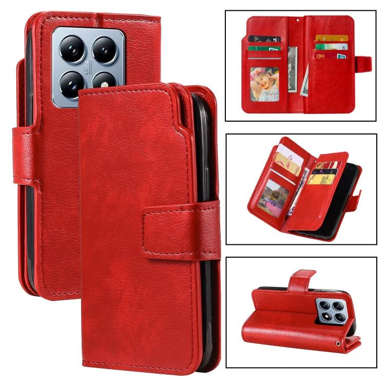 Tri-Fold 9-Card Wallets Leather Phone Case, For Xiaomi 14T Pro, For Xiaomi 14T