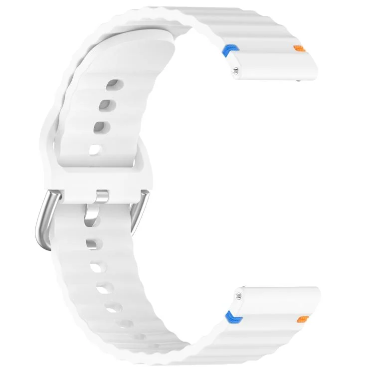 EDA007740001A_2.webp Silver Steel Buckle Wavy Grain Stitched Silicone Watch Band - Image 7