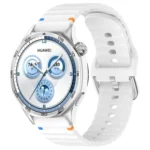 Silver Steel Buckle Wavy Grain Stitched Silicone Watch Band