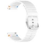 Silver Steel Buckle Wavy Grain Stitched Silicone Watch Band - Image 8