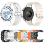 Silver Steel Buckle Wavy Grain Stitched Silicone Watch Band - Image 2