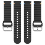 Silver Steel Buckle Wavy Grain Stitched Silicone Watch Band - Image 5