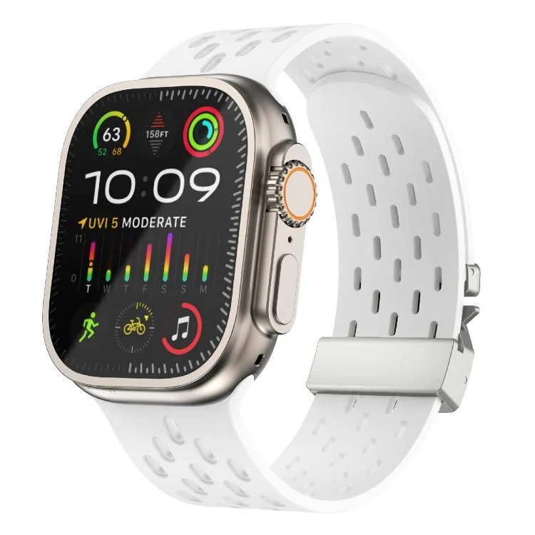 Kalebol Mesh Silver Umbrella Buckle Silicone Strap, For Apple Watch 42mm / 41mm / 40mm / 38mm