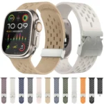 Kalebol Mesh Silver Umbrella Buckle Silicone Strap, For Apple Watch 42mm / 41mm / 40mm / 38mm - Image 2