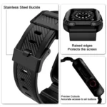 VIETAO Carbon Fiber Silicone Strap, For Apple Watch 46mm / 45mm / 44mm / 42mm, For Apple Watch 42mm / 41mm / 40mm / 38mm - Image 5