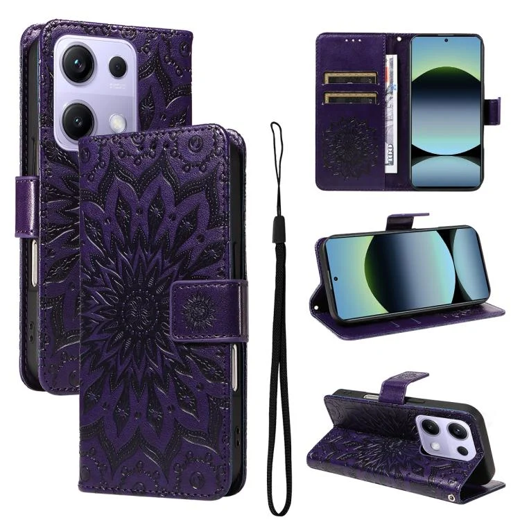 Embossed Sunflower Pattern Flip Leather Phone Case, For Xiaomi Poco M6 Pro 4G Global, For Xiaomi 15 Ultra 5G Global