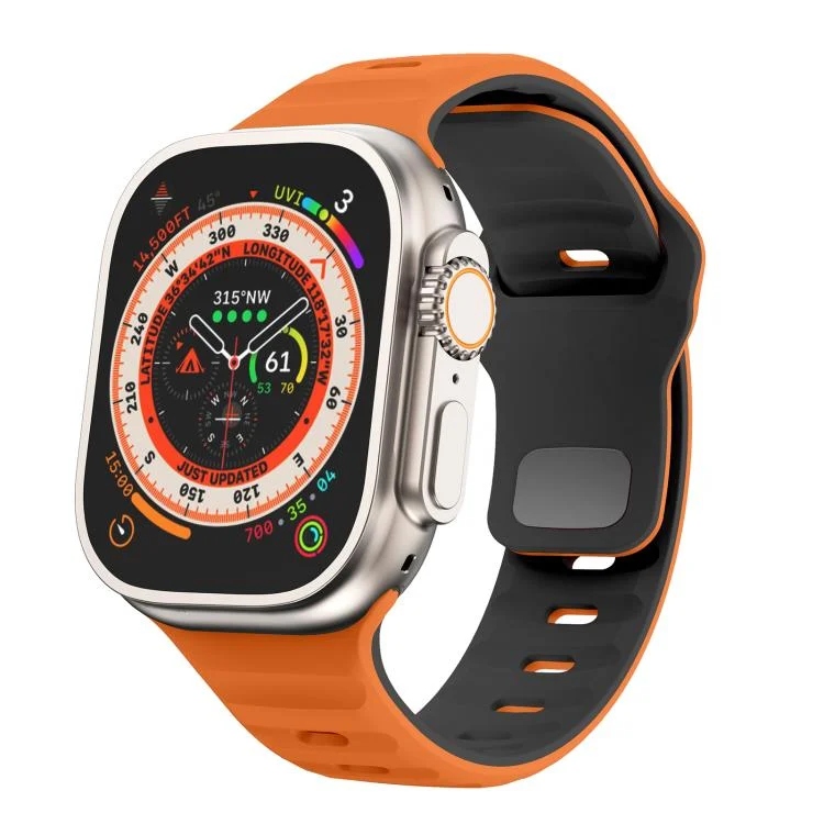 Kalebol Wave Reverse Buckle Two-color Silicone Strap, For Apple Watch 46mm / 49mm / 45mm / 44mm