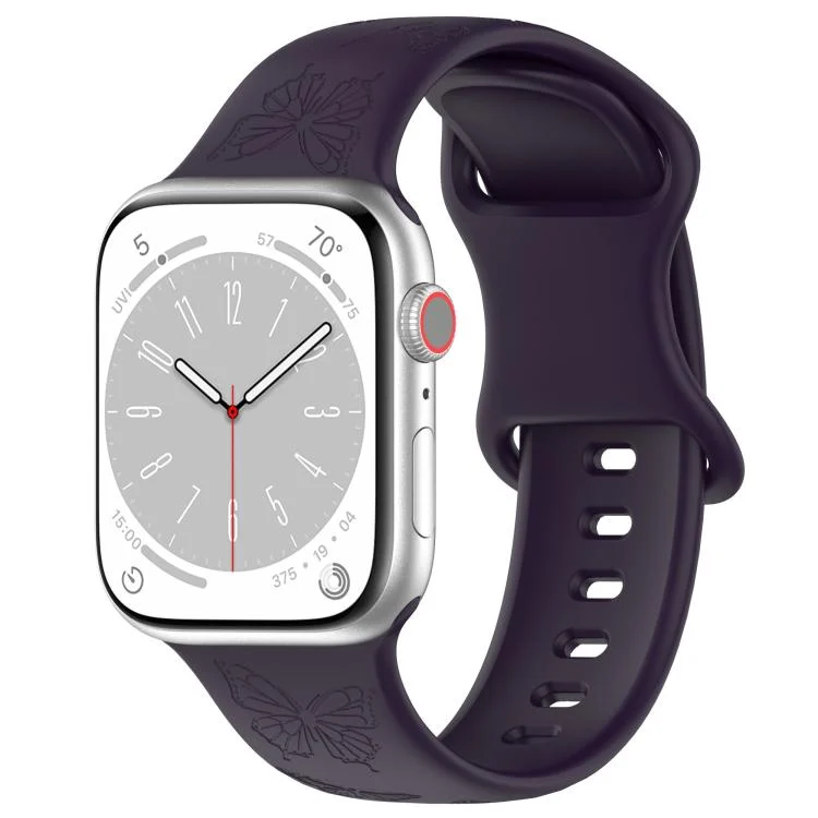 Kalebol 8-shaped Buckle Butterfly Embossed Silicone Watch Band, For Apple Watch 42mm / 41mm / 40mm / 38mm