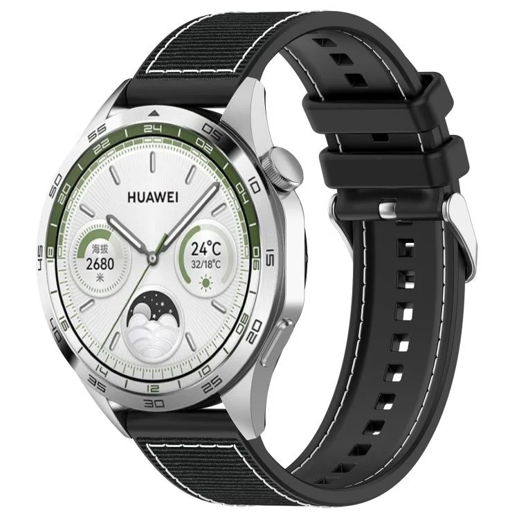 Kalebol Ordinary Silver Buckle Hybrid Nylon Braid Silicone Watch Band