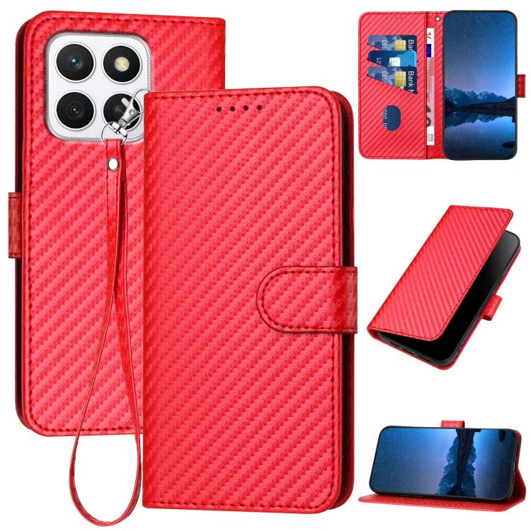 YX0070 Carbon Fiber Buckle Leather Phone Case with Lanyard, For Xiaomi 15 Ultra